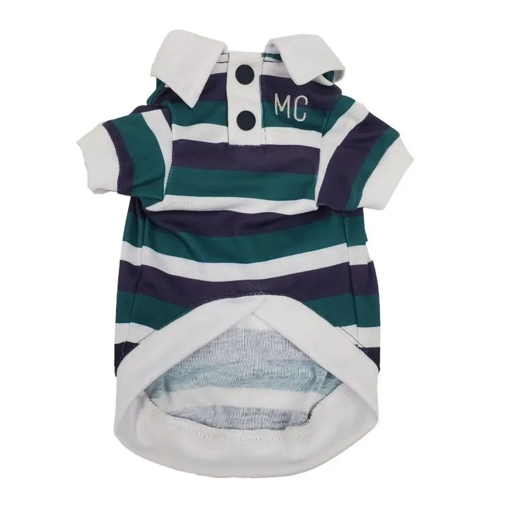 Navy Stripe Pet Polo - sz S (12-14